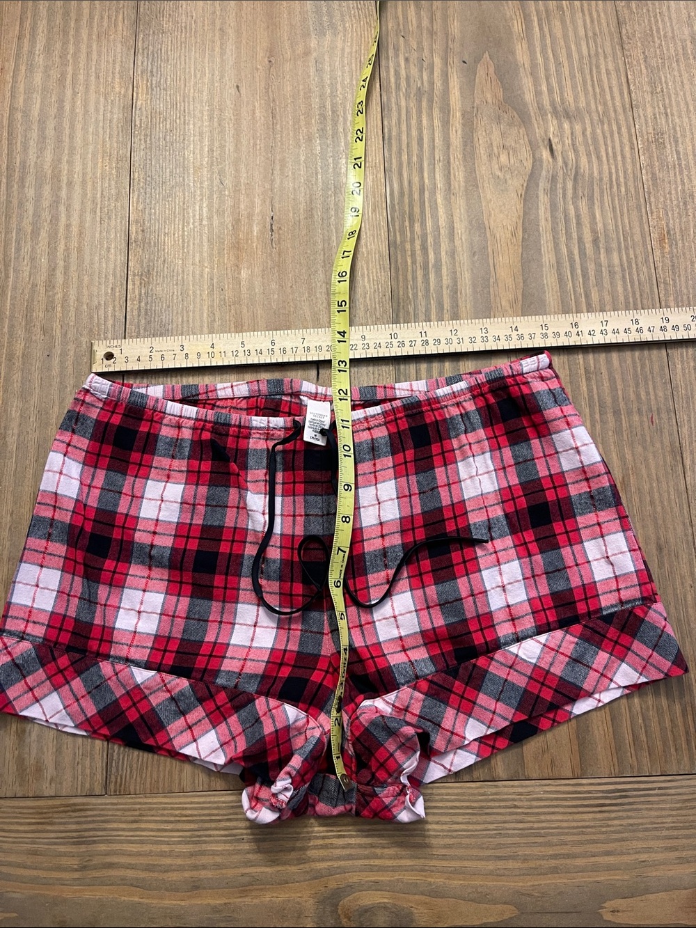Victoria’s Secret Size M Red & Black Plaid Cotton Lounge Sleep Drawstring Shorts